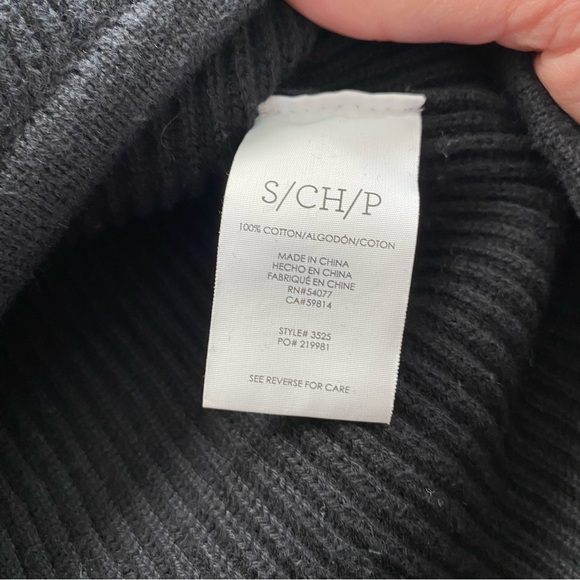 Cabi Prep #3525 Cropped Sweater 100% Cotton Black Small Ribbed Hi Low Layering - Picture 10 of 13